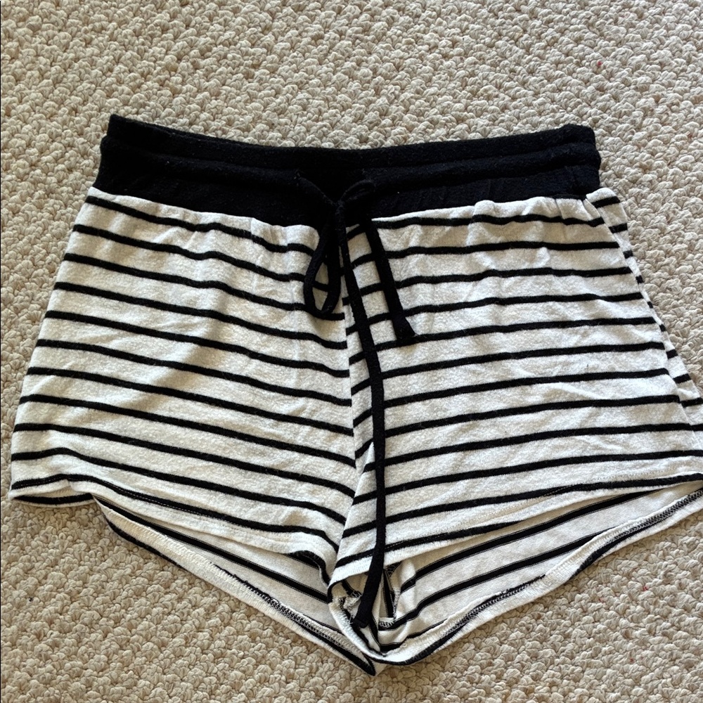 Free People Black and White Striped knit Shorts